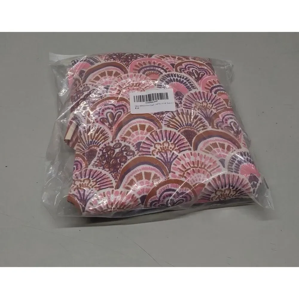 Cotton Block Printed Ruffle Boho Sham Pink 36x14” NWT